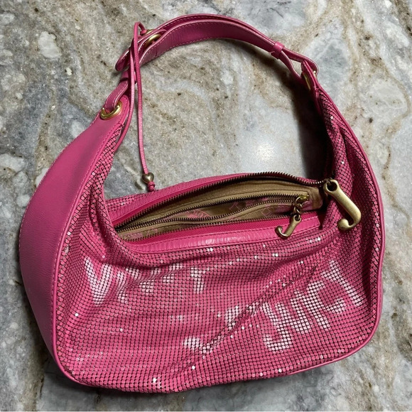 Vintage Juicy Couture mesh/chainmail graffiti VIVA LA JUICY Rare shoulder hobo - Picture 5 of 15